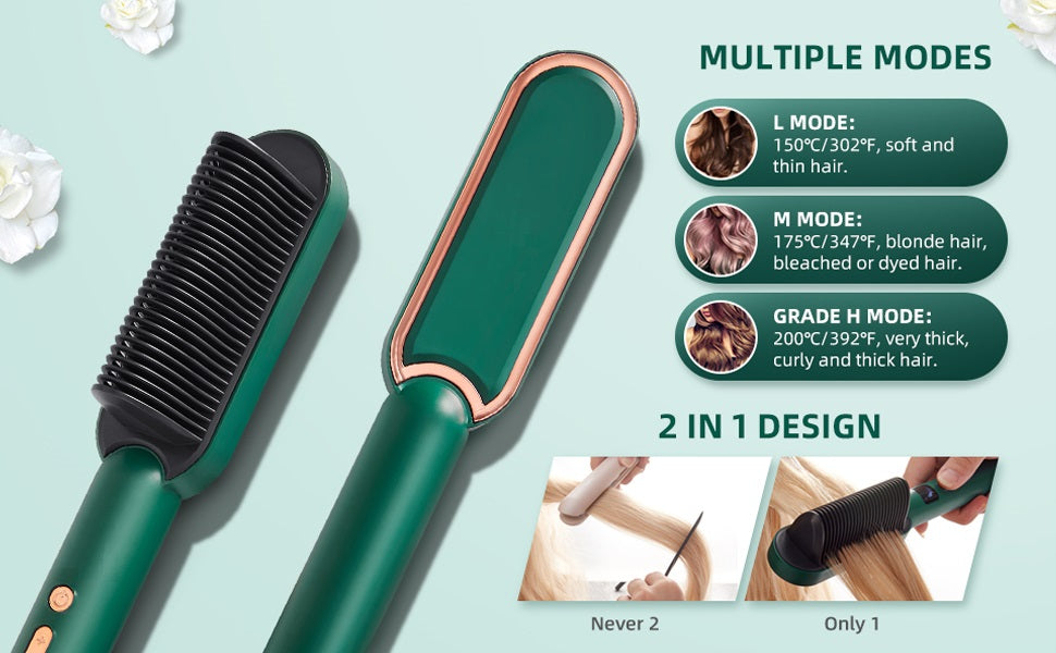 Hair Straightening brush – Electric Hot Brush |Anti-Frizz Hair Straightener