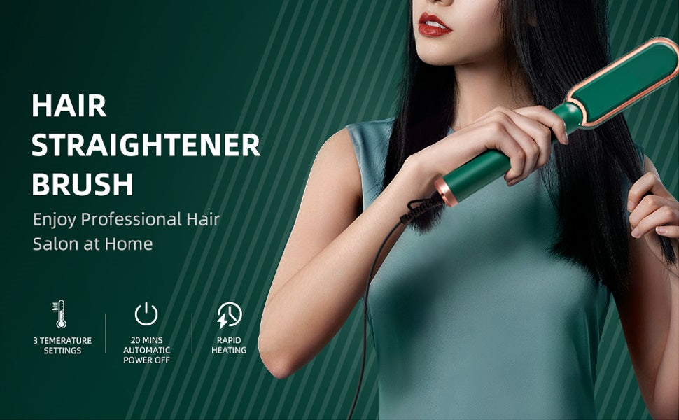 Hair Straightening brush – Electric Hot Brush |Anti-Frizz Hair Straightener