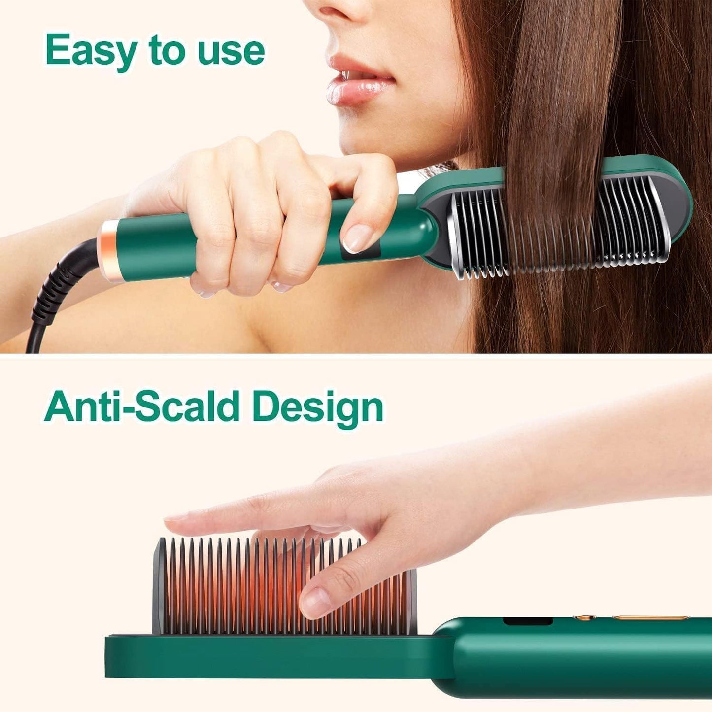 Hair Straightening brush – Electric Hot Brush |Anti-Frizz Hair Straightener