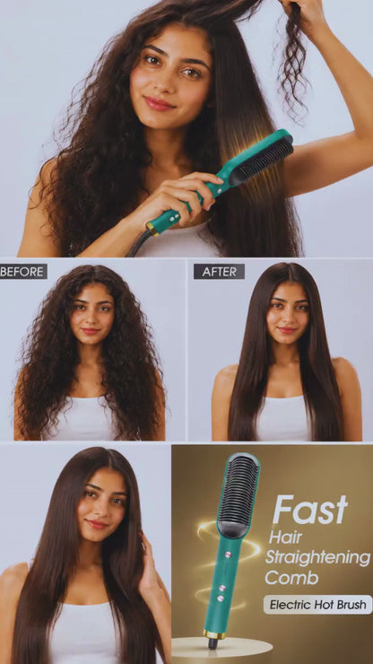 Hair Straightening brush – Electric Hot Brush |Anti-Frizz Hair Straightener